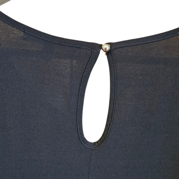 Always Indigo Black Keyhole V-Neck Short Sleeve Blouse Top Women's 3X - Picture 7 of 7